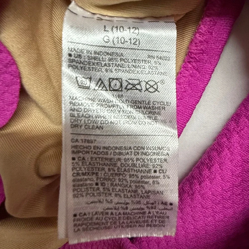 Girls Old Navy Scallop Bikini Swimsuit Set Pink Textured Size L 10 12 Youth